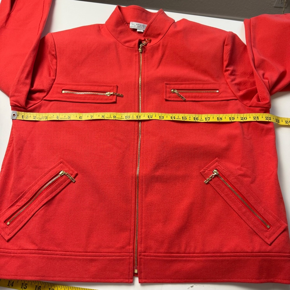 St John Sport Orange Coral Cotton Stretch Zipup Jacket Large 90’s Rare! - Picture 11 of 13